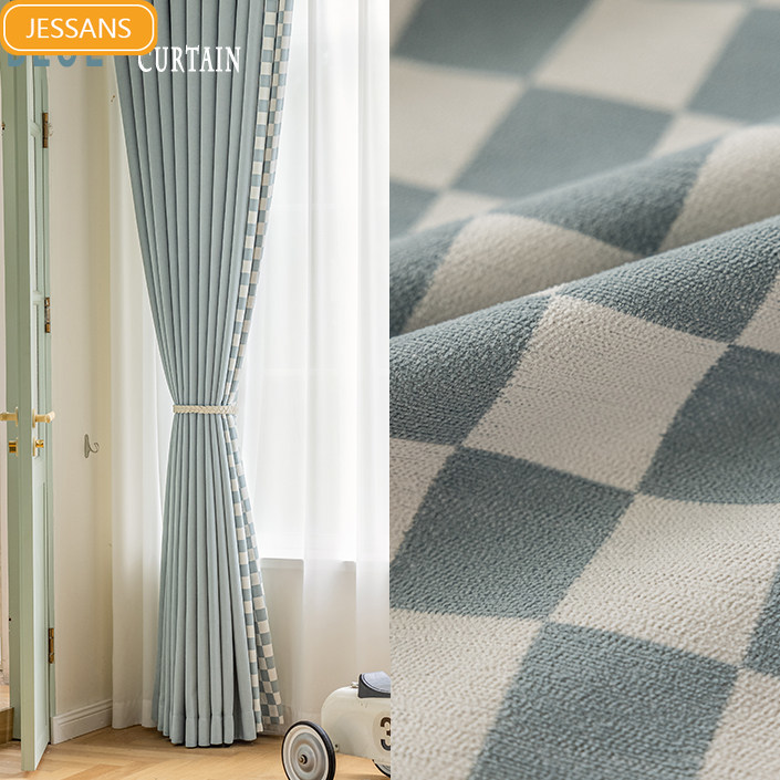 Baby Products Rating - New Baby Blue Plaid Jacquard Splicing