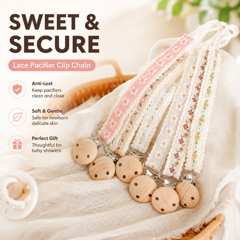 Baby Products For Gift - Lace Pacifier Clip Chain for Newborn