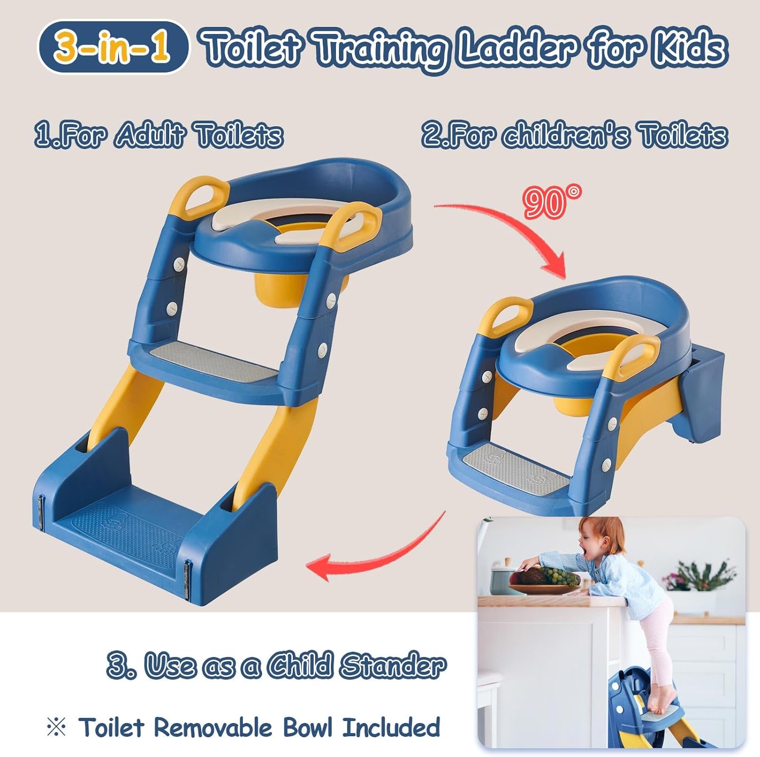 3 in 1 Toddler Training Ladder - Toddler Potty Training Seat review and price