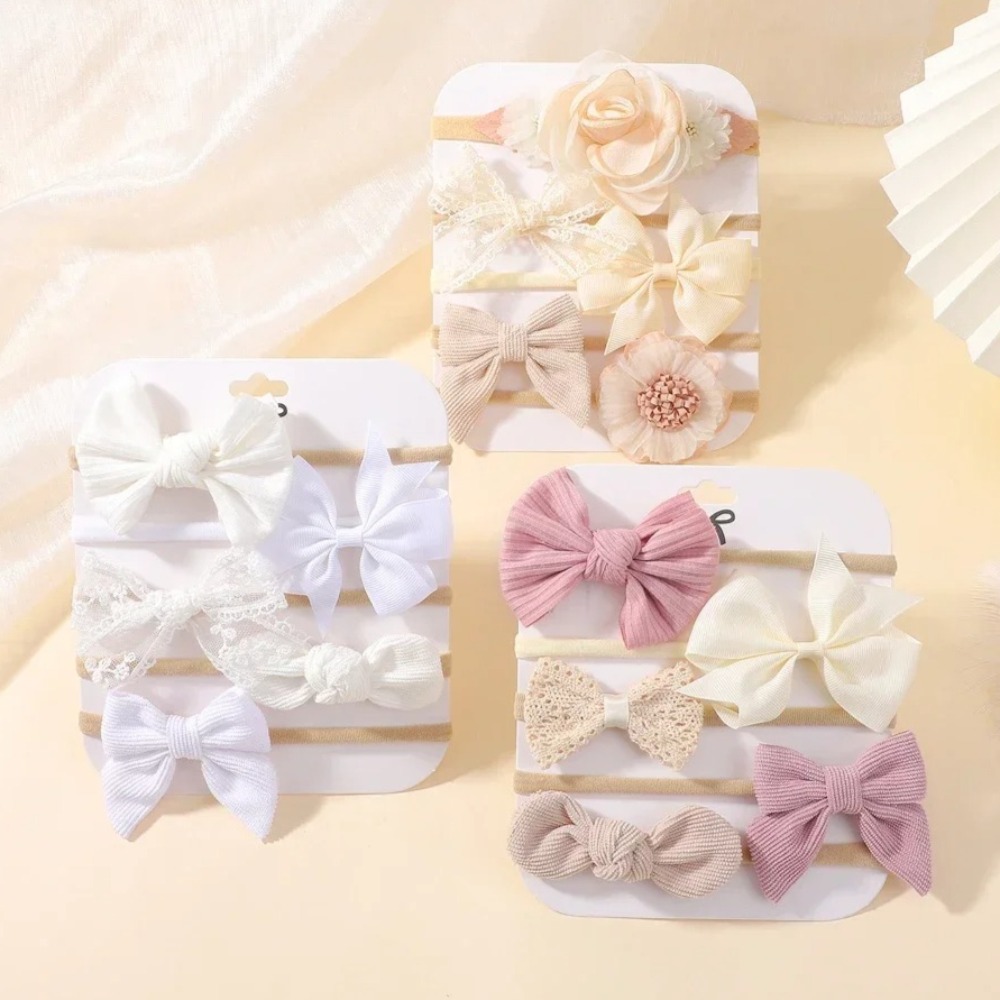 5Pcs Baby Flower Lace Bow Head - Baby Products Set review and price