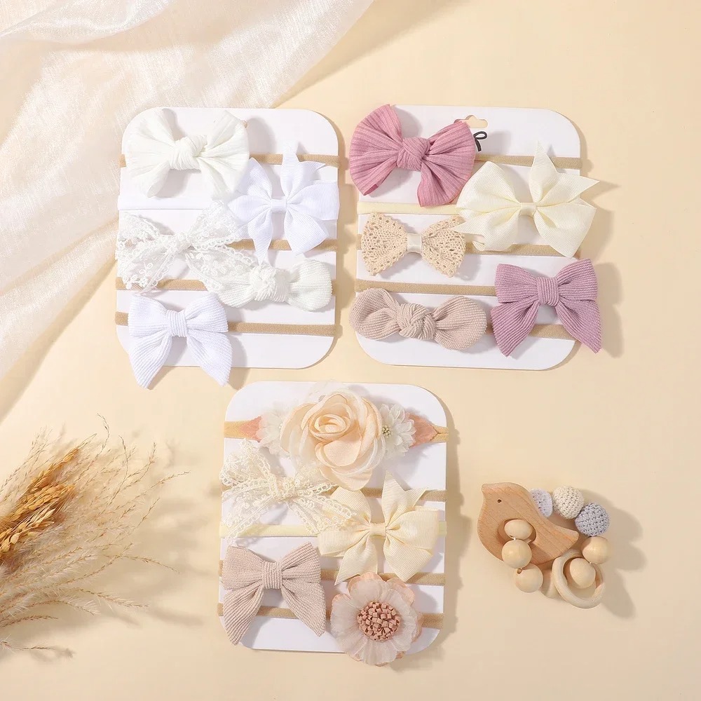 5Pcs Baby Flower Lace Bow Head - Baby Products Set review and price