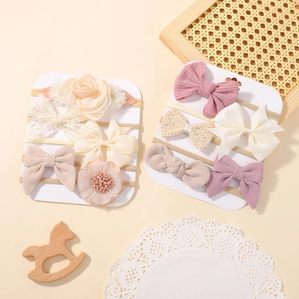 5Pcs Baby Flower Lace Bow Head - Baby Products Set review and price
