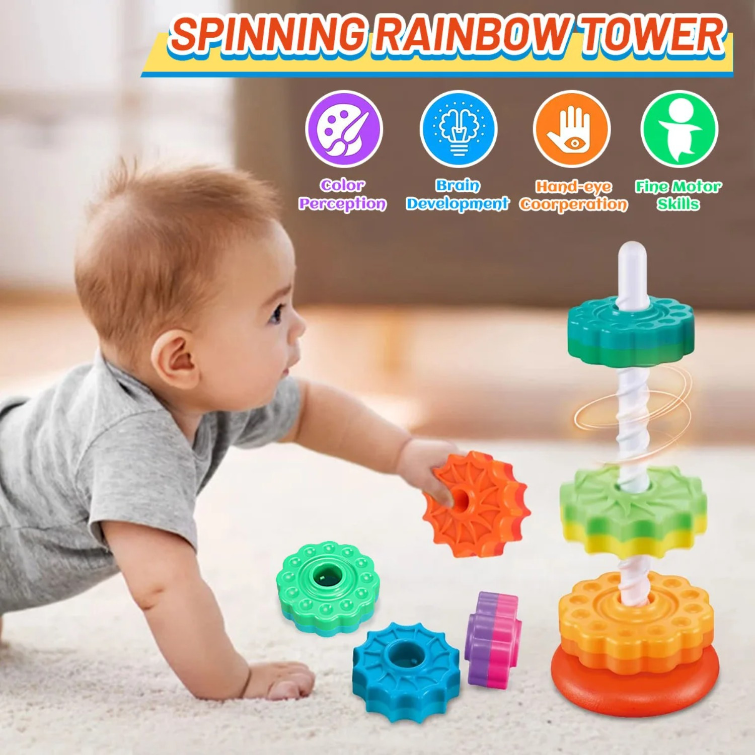 Rotating Rainbow Tower Stack & - Toddler Learning Tower review and price