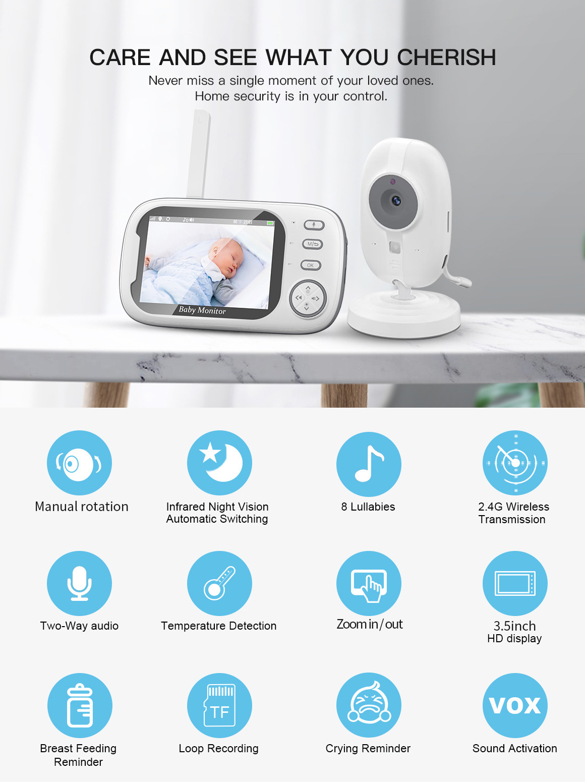 HTMCK 3.5 Inch Baby Monitor wi - Baby Products Video review and price